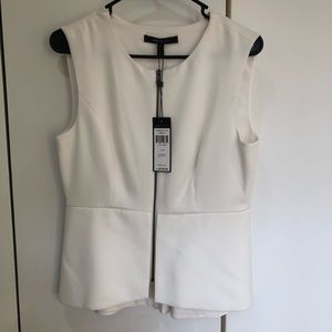 NWT White BCBG Sleeveless Peplum Top